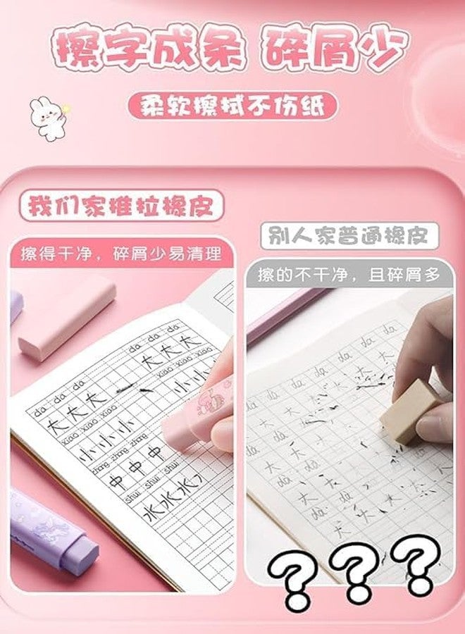 HUBTURE Fancy Kawaii Cutter-Style Eraser with Clutch Mechanism for Kids - Peach Cake Theme, Soft & Non-Toxic Rubber Eraser for School, Study, and Gifts (Pink, Pack of 1) - Image 2